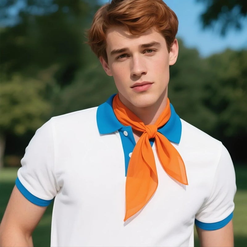 Fairycece Orange Scarf Orange Ascot Fred Jones Costume Adult Neck Scarf Women Men - Image 3
